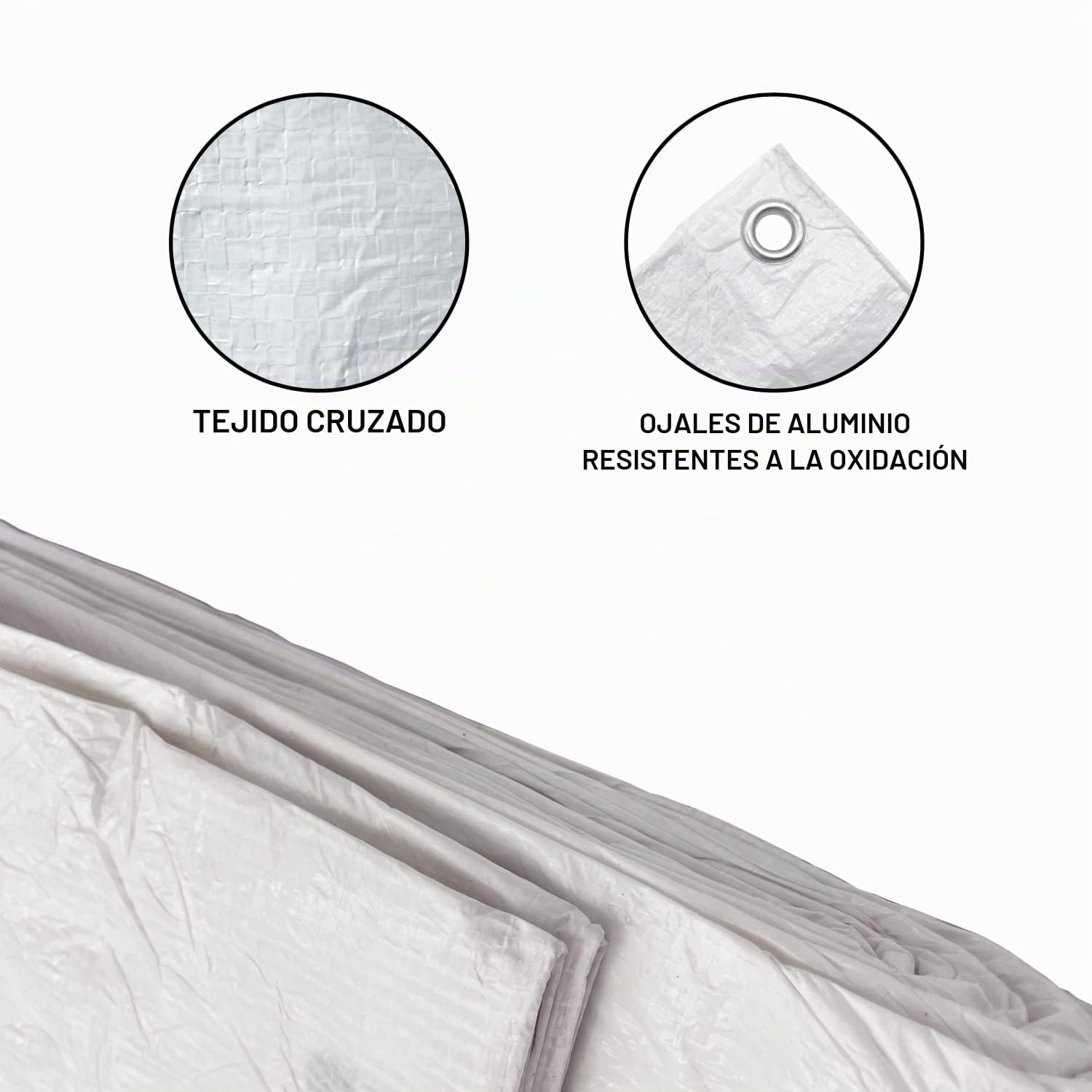 SKIR'CO Lona blanca de 4 x 5 m, impermeable, 55 g/m2, con ojales, lámina protectora para coche, multiusos, color blanco