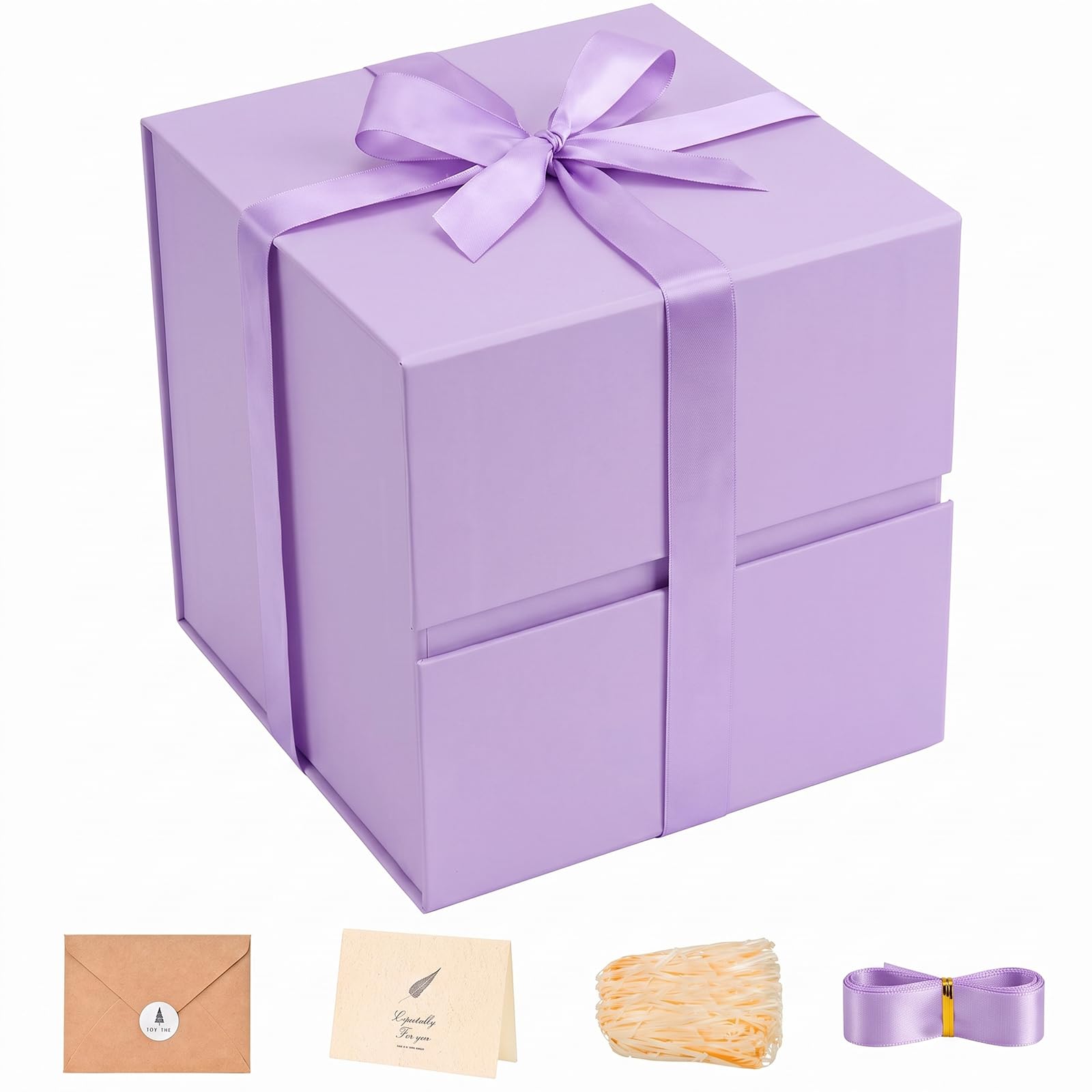 LIFELUM Purple Gift Box for Birthday with Magnetic Lid, 10.2"x10.2"x10.2"
