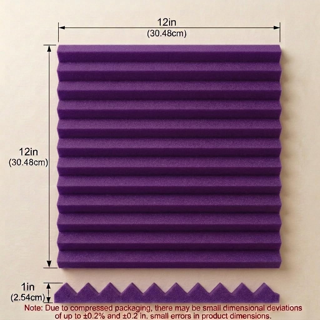 12 unidades de 12 x 12 x 2 pulgadas paneles acústicos Studio Soundproofing espuma cuña azulejos,