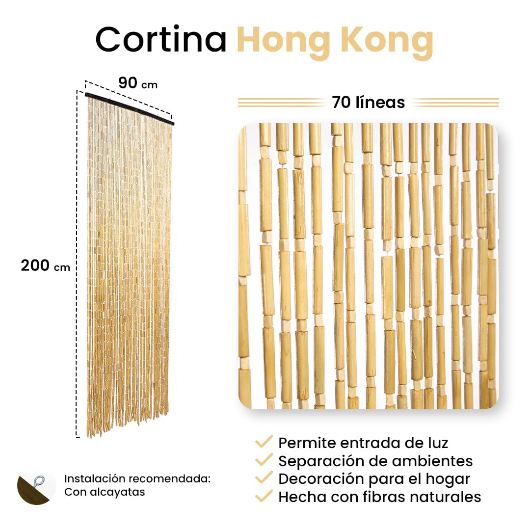 CATRAL NORTENE Cortina Puerta Hong Kong Marfil 70 Lineas Madera Exterior 90X200CM 90X200 CM