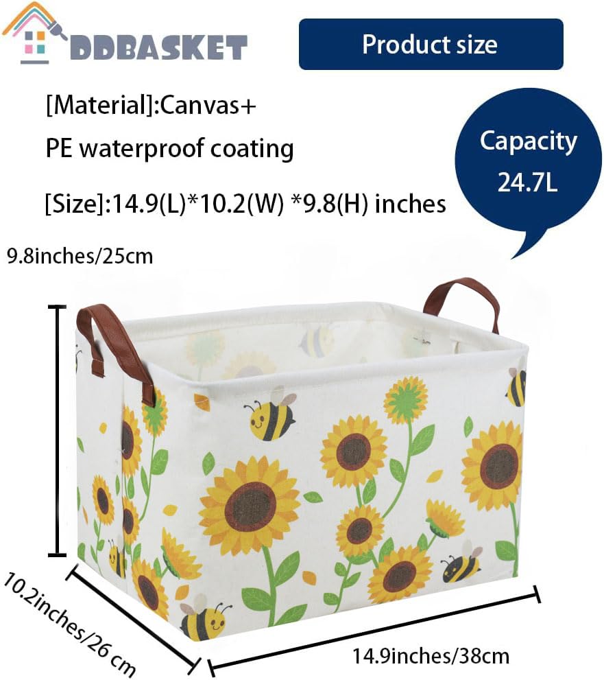 Image of Rectangular Sunflower Baskets Gift Basket Empty Storage Bin Organizer Box Room Decor for Home(Sunflower)