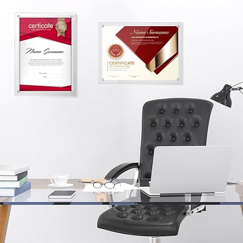 Miniatura 6 de 8 portarretratos flotantes de acrílico de 8.5 x 11 pulgadas, para montaje en pared, sin marco, doble panel transparente para exhibición de fotos en