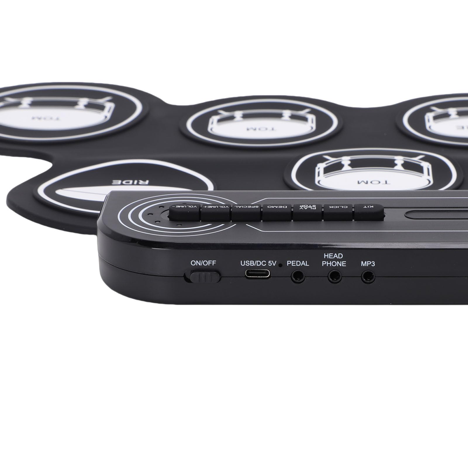 Set di batteria elettrica portatile arrotolabile per bambini, pad e bastoncini, modello bianco per gli appassionati di musica