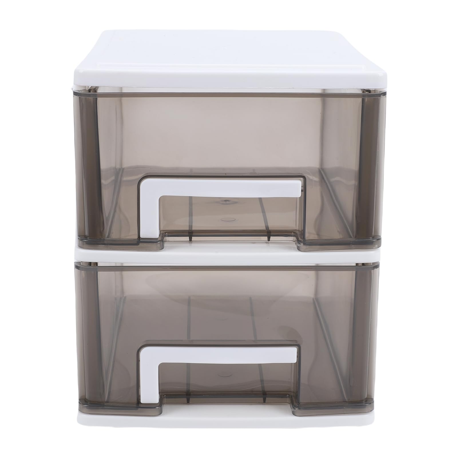 Schreibtisch-Aufbewahrungsbox, 2 Schubladen, Transparenter Kunststoff-Organizer, Stapelbare, Staubdichte Box für Bürobedarf, Kosmetik, Schreibwaren, Zuhause, Schule (Mittlere Größe, 2