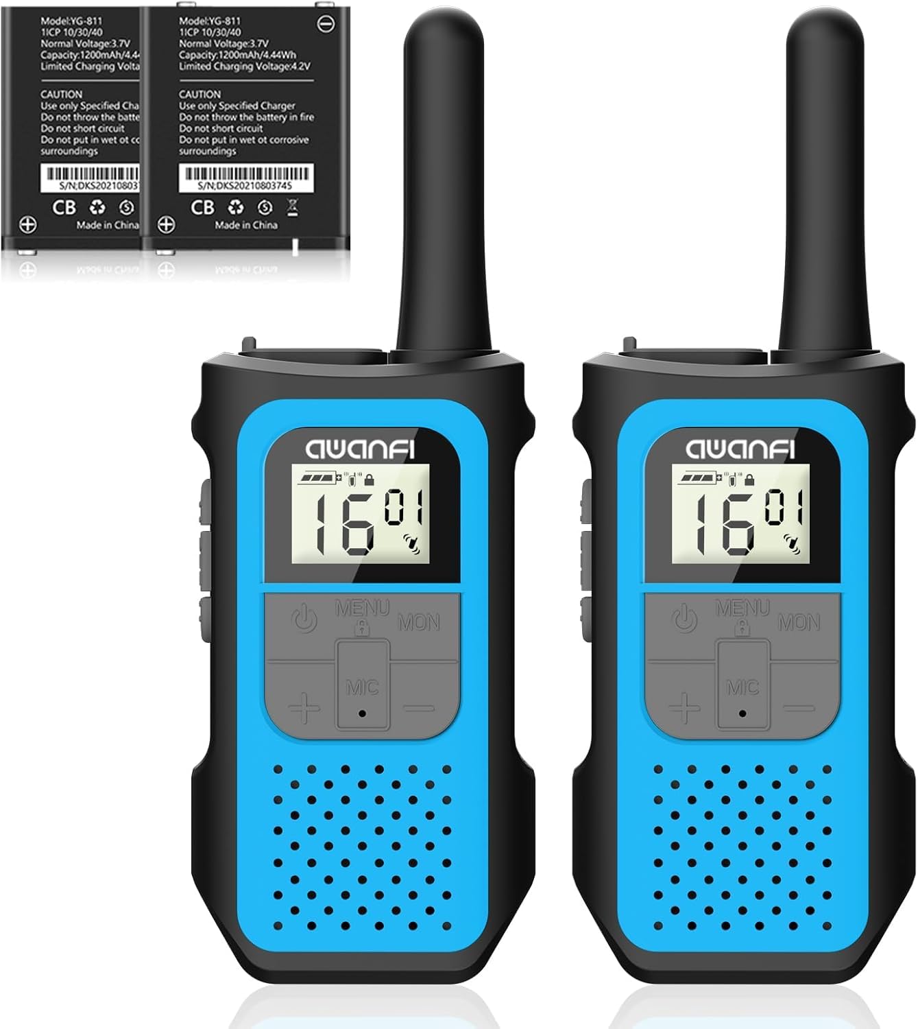 AWANFI Walkie Talkies for Adults Kids, 4 Pack Rechargeable Walkie Talkies with 1200mAh Battery, Long Range 16 Channels Radios, Walky Talky with USB-C Cable, VOX-Hands free for Outdoor Camping Hiking — view 11
