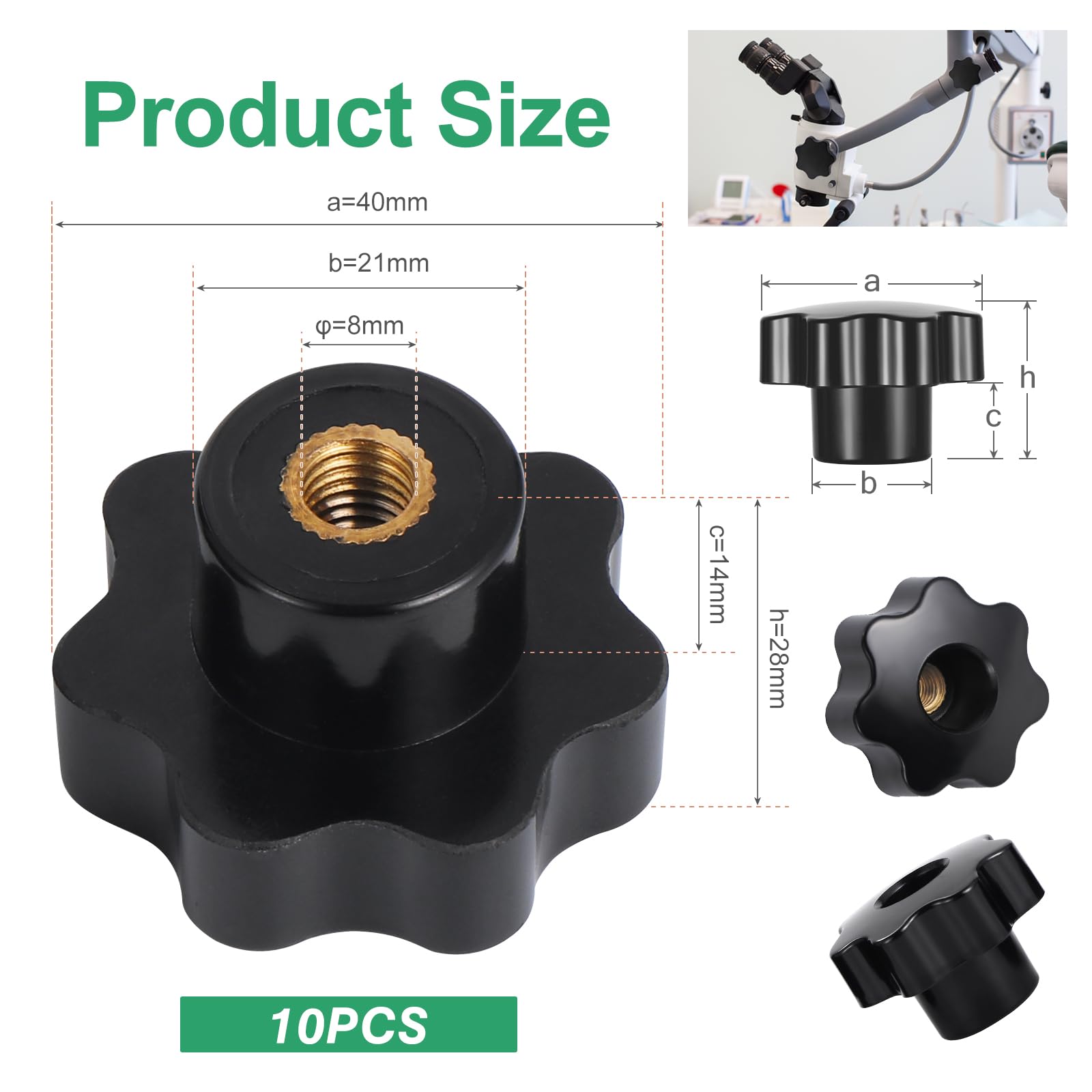 Pomelli A Stella M8 In Plastica Bianca - 4 Pezzi Con Filettatura Femmina In Ottone Per Macchinari E Mobili - Foto 6