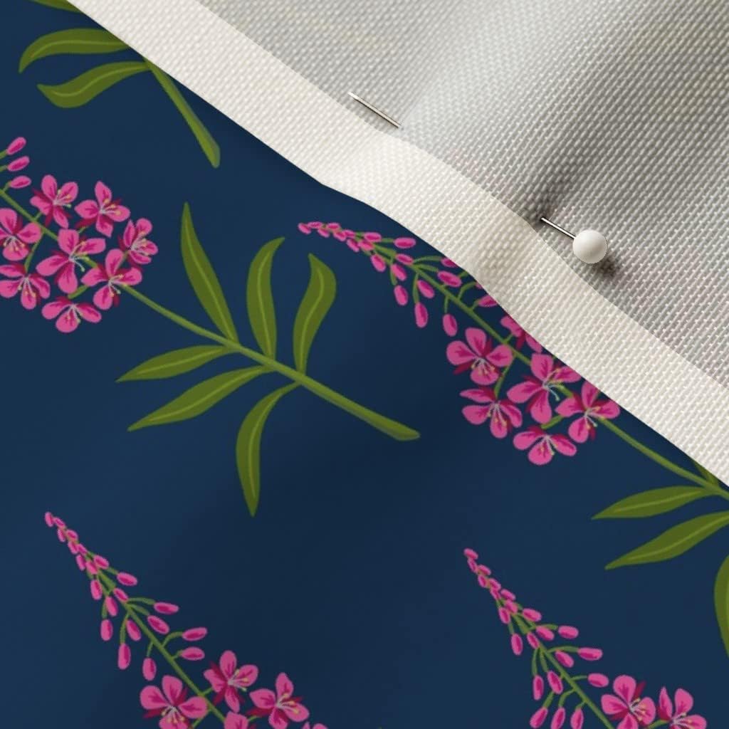 Spoonflower Fabric - Spring Fireweed Pink Woodland Fuchsia Wildflower Printed on Upholstery Velvet Fabric Fat Quarter - Upholstery Home Decor Bottomweight Apparel