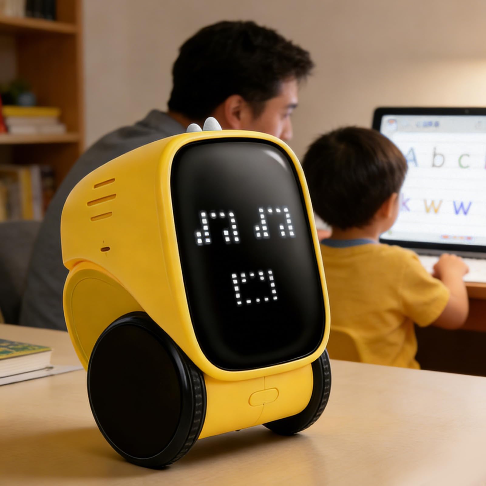 Fockety Juguete Robot Inteligente, Programación de Máquina de Historias con Detección Táctil de IA, Juguete de Aprendizaje Stem para Profesores y Socios Inteligentes Que Hablan (Yellow)