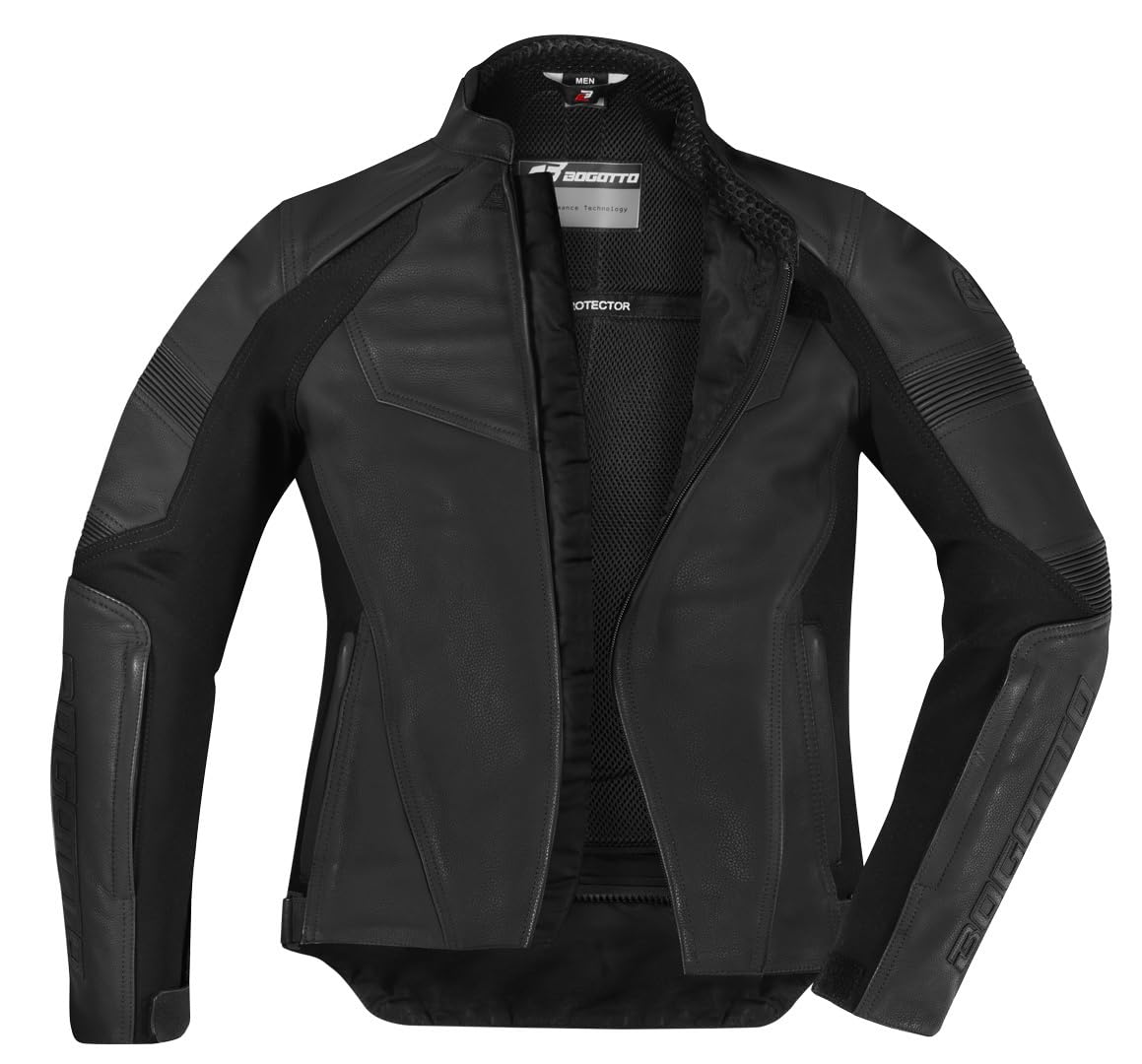 Bogotto Black-X V2 Skórzana kurtka motocyklowa, czarny, L