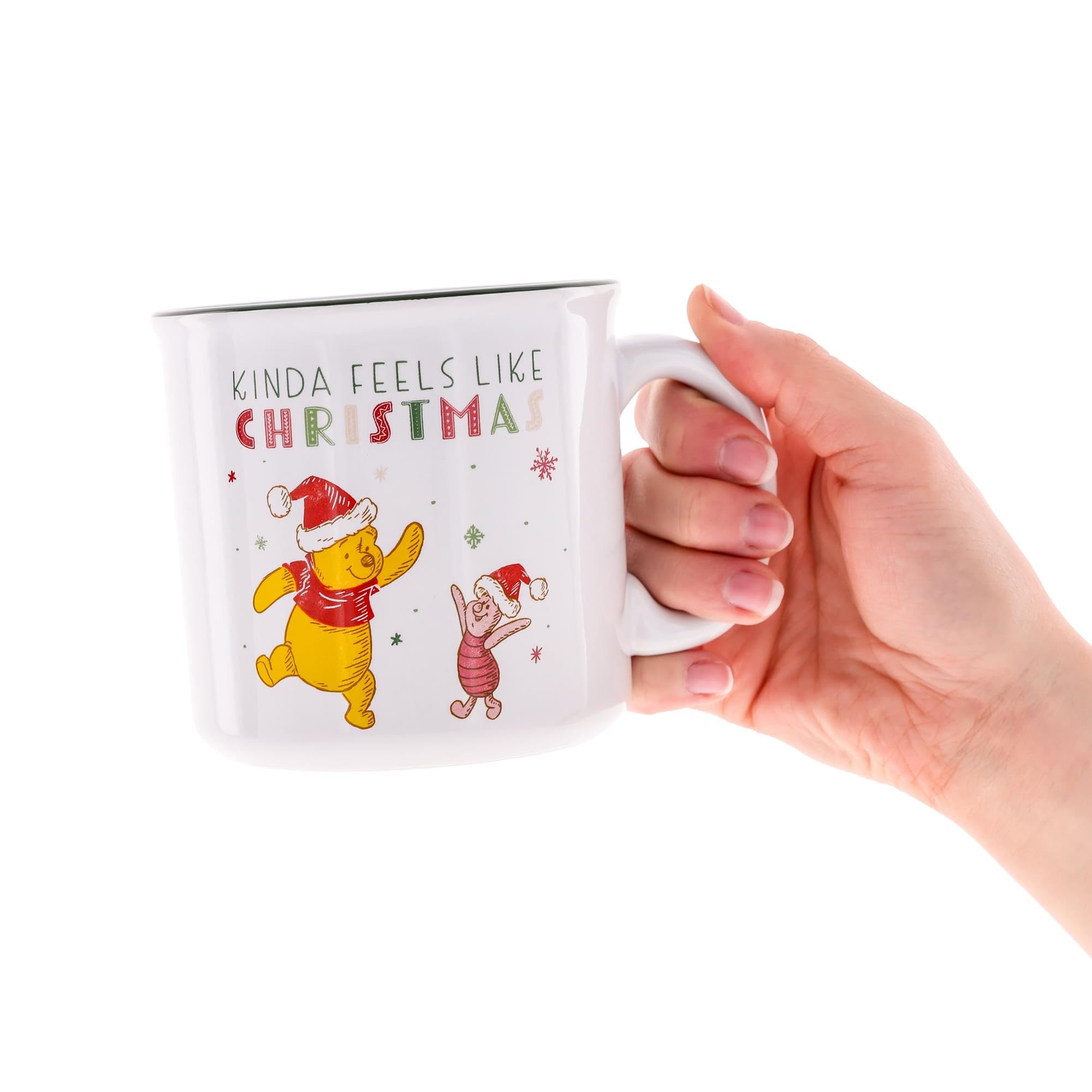 Disney Winnie The Pooh and Piglet Holiday - Taza de café grande de cerámica para té, cacao, bebidas, capacidad para 20 onzas