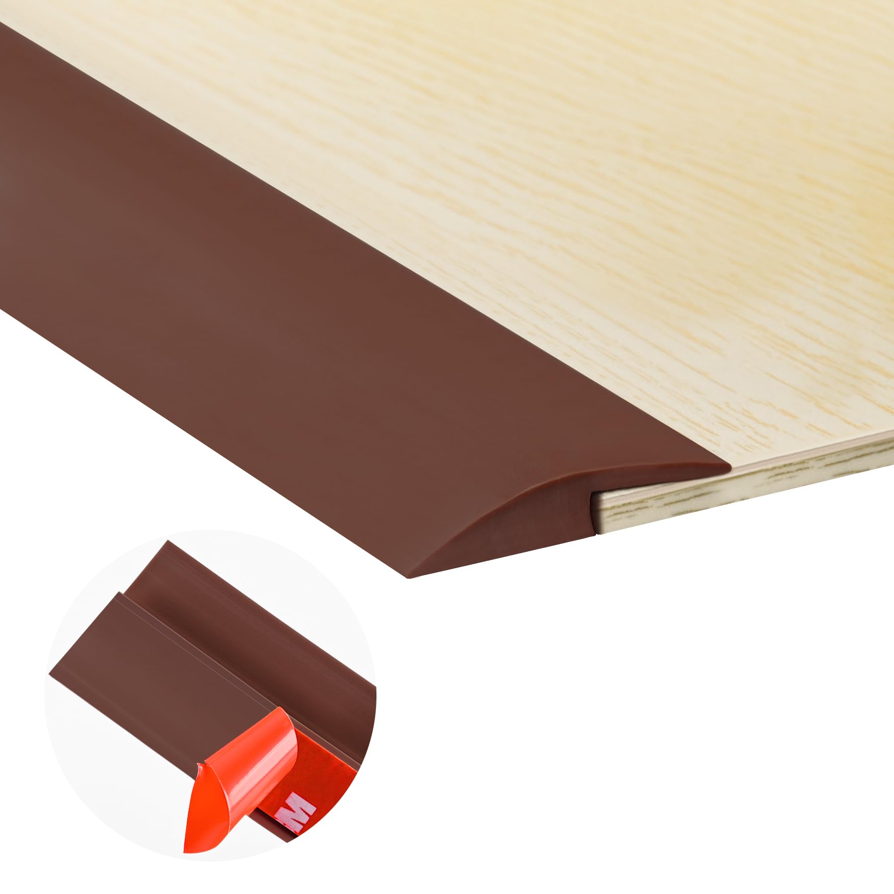 10Ft Carpet Floor Transition Strip, Self Adhesive Floor Edging Trim Strip, PVC Threshold Cover for Doorway, Floor Divider Strip Suitable for Threshold Transitions with a Height Less Than 5 mm - Coffee