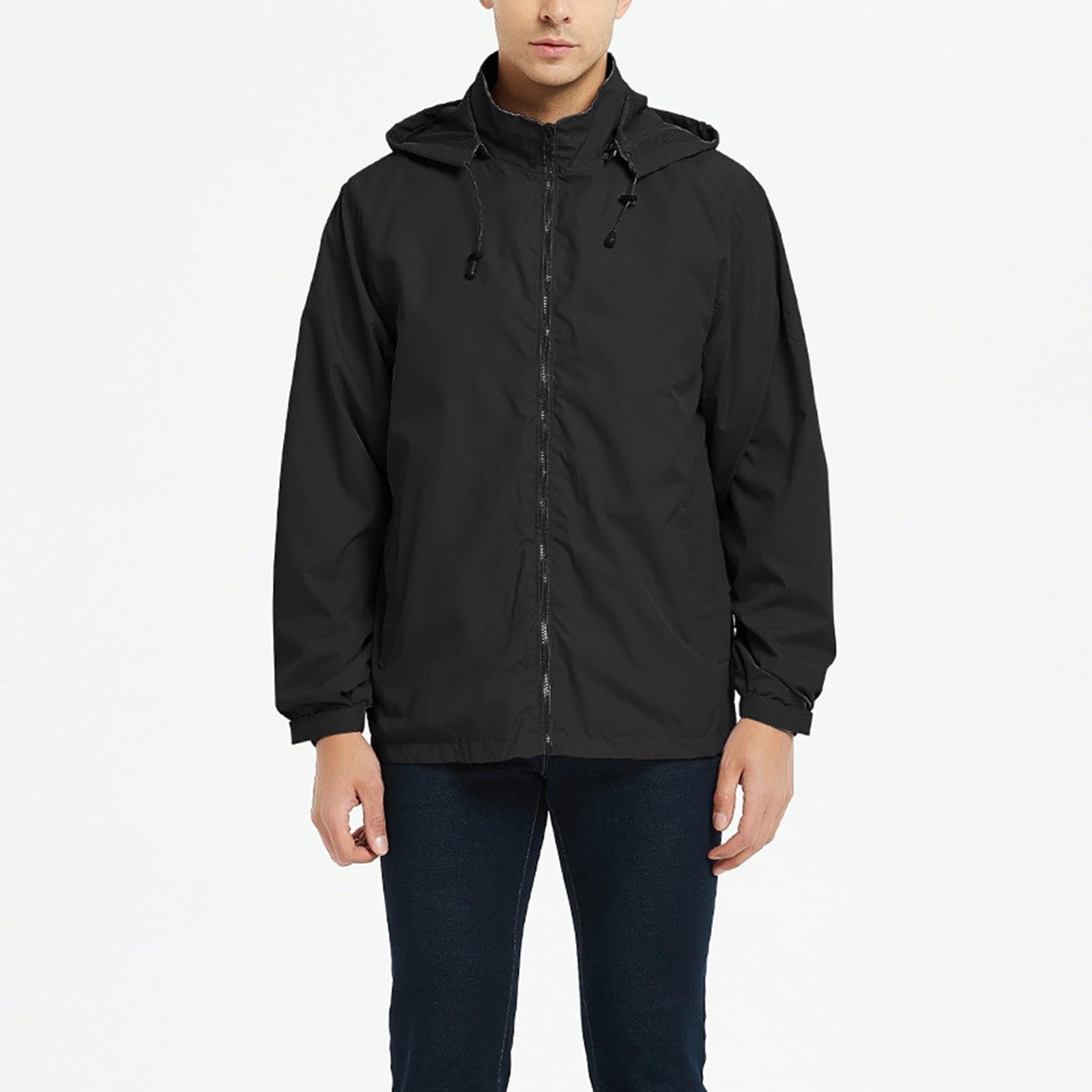 Chubasquero para hombre, ligero, impermeable, plegable, con capucha, chaqueta funcional para exteriores, cortavientos, cortavientos, chaqueta ligera, camping, correr, senderismo, ciclismo