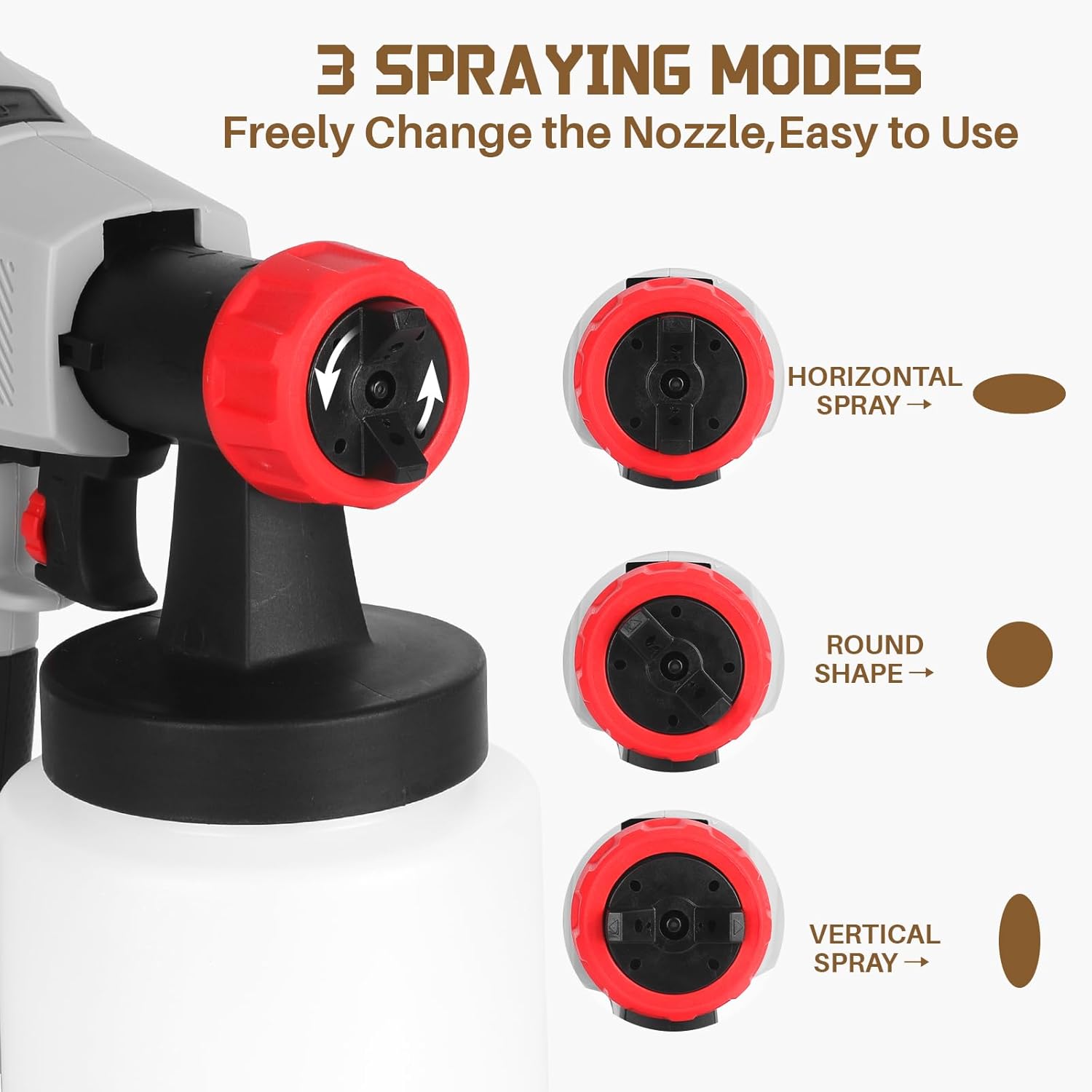 500W Chocolate Spray Gun with 3 Nozzles (1.3/1.8/2.6mm) 3 Patterns, Airbrush Coloring Gun for DIY Baking Cake Dessert Decoration or Industrial Painting