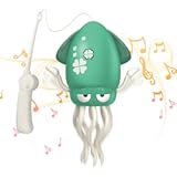 Dancing Squid Toy, Electric Crawling Magic Dancing Squid Octopus with Music, LED Lights & Obstacle Avoidance, Fun Tummy Time Toy Gift for Kids, Boys & Girls Dancing Octopus Birthday Present Green