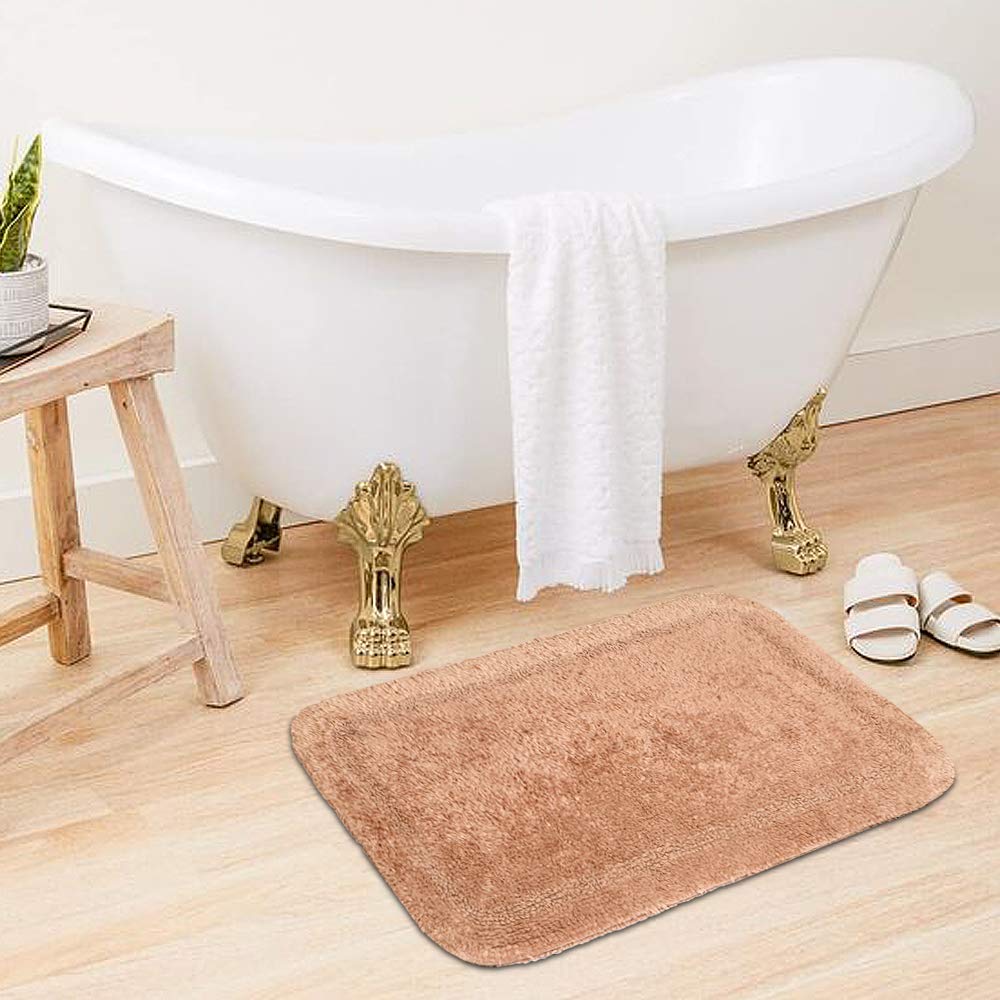 Kridhay Natura Life Reversible Bathmat Set 100% Machine Washable and Super Soft bathmat. (30 X 45 Cms, Brown)