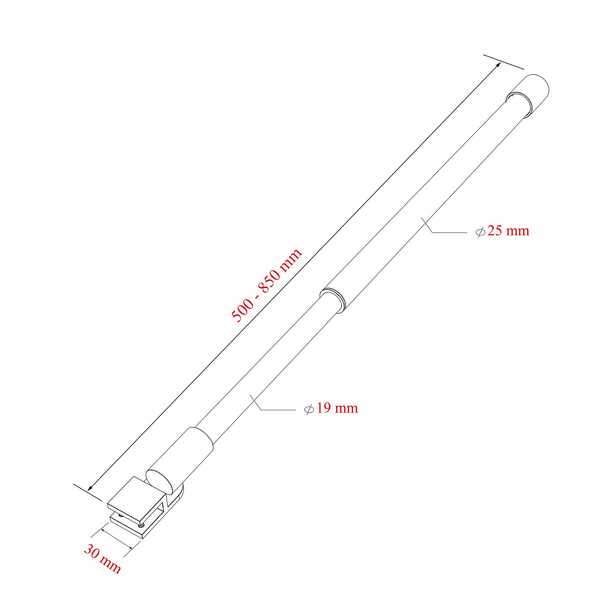 Stabilizzatore per pannelli doccia in acciaio INOX, spessore vetro 6-10 mm, Argento