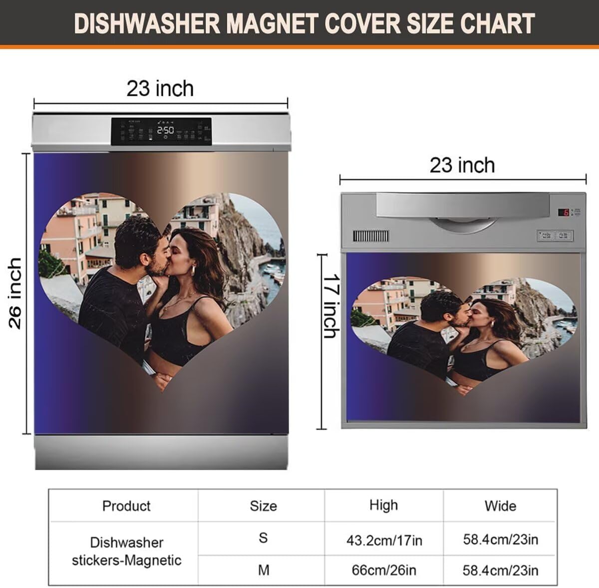 Custom Dishwasher Magnet Cover,Personalized Magnetic Refrigerator Sticker, Customized Magnets for Fridge,Home Appliance Panel Cover,Dishwasher Decal for Couple Mom Father 23"x26"