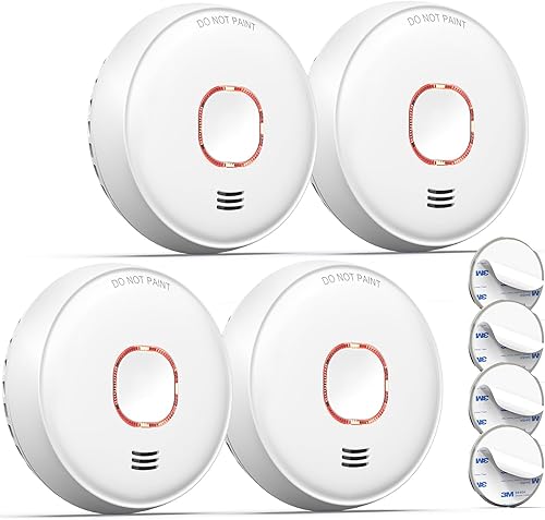 Jemay Detector de humo, alarma de humo con tecnología fotoeléctrica de 10 años, detector de humo con batería de 9 V, alarma de incendio con botón de