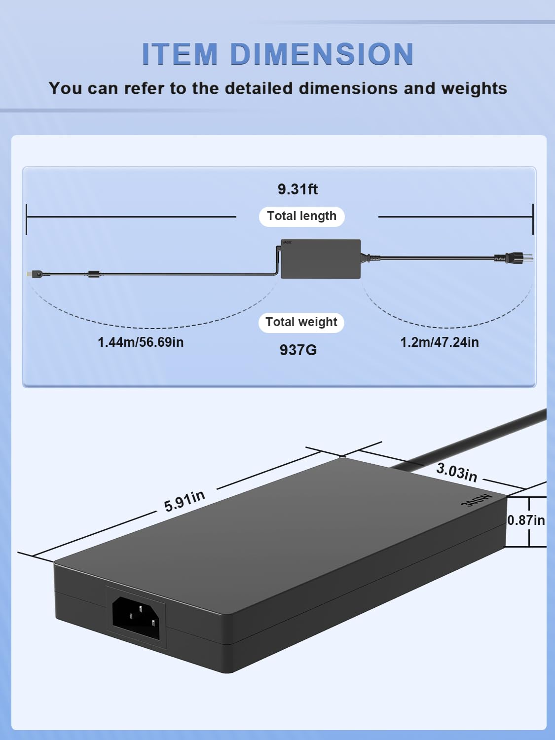 Slim 300W 245W Cargador Compatible con Lenovo Legion Pro/7 5 5i 7i 16ITHg6 16ACHg6 16ARHA7 16IAX7 16IRX9 Y920 R9000P R9000K LOQ 17IRB8 ThinkPad P73 P72 Yoga Pro9 IdeaPad Pro-5 Laptop