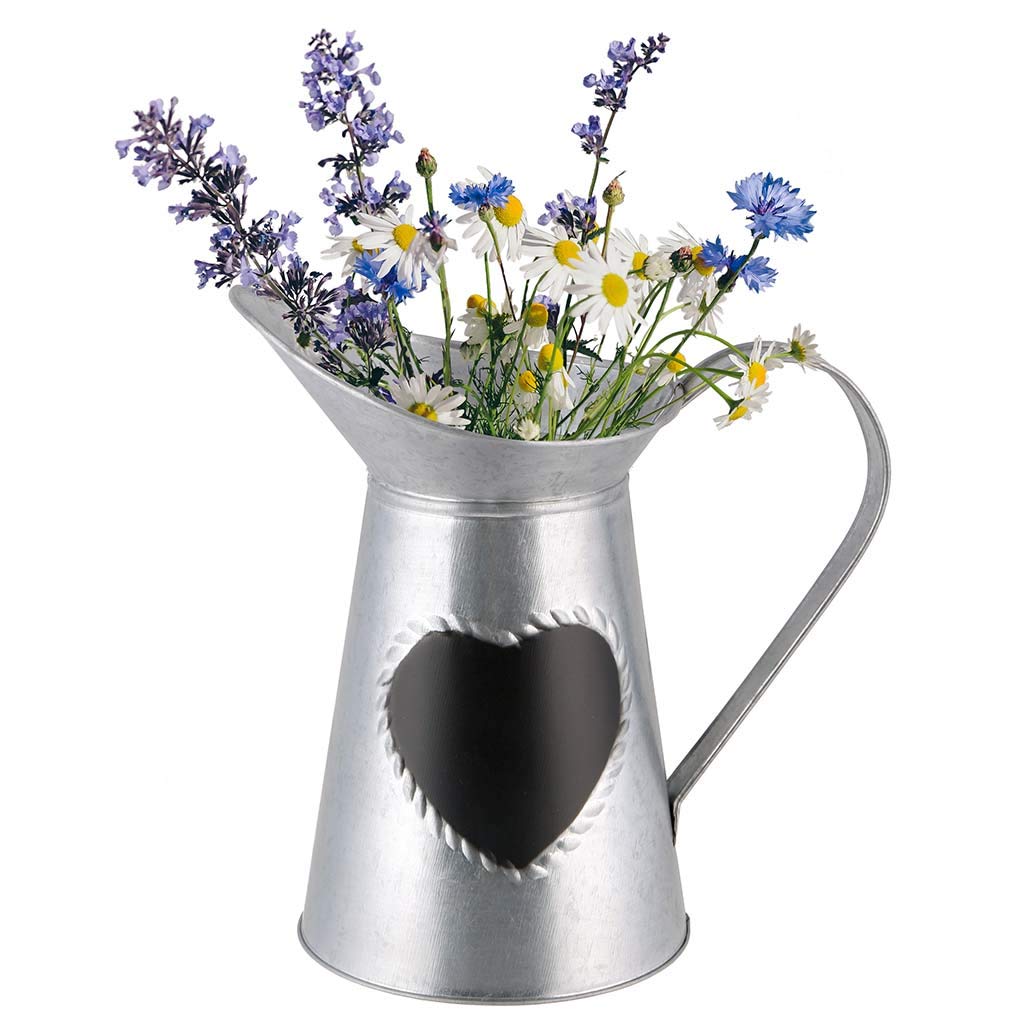 Dibor Cream Flower Vase Pitcher Jug Vintage Style Heart Message Jug With Love Heart Front Shabby Chic Christmas Home Décor Vase Gift For Her Silver