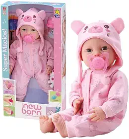 Divertoys boneca diver new born brincando de pijama menina, 4, branca