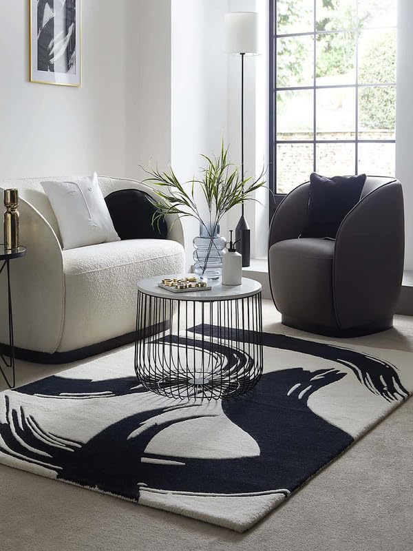 Image of Embossed Handmade GH Wool Thick Geometrical Carpet is a Stylish and Practical Addition to Any Living Room 4X6