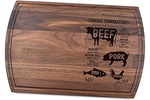 Meat Temperatures Cooking Chart Walnut Charcuterie Board | Gift Custom Beef Cooking Chart