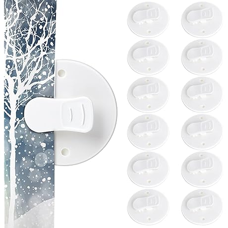 12-Pack Shower Curtain Clips with Self-Adhesive Strip and Water Guard Protection
