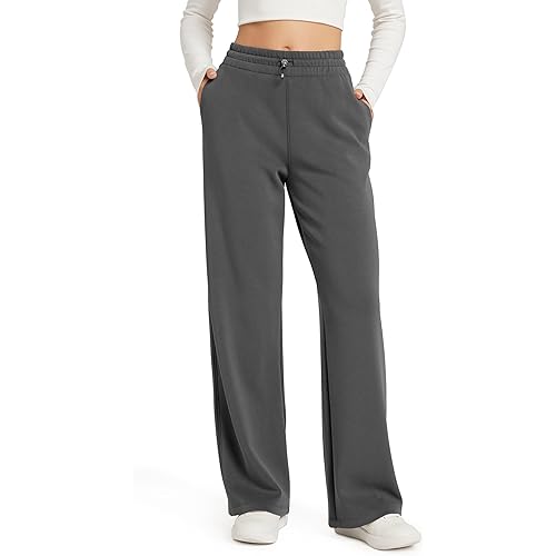 ODODOS Women's Modal Soft Wide Leg Pants with Pockets Adjustable Shockcord High Waist Casual Lounge Pants-27/29/31" Inseam