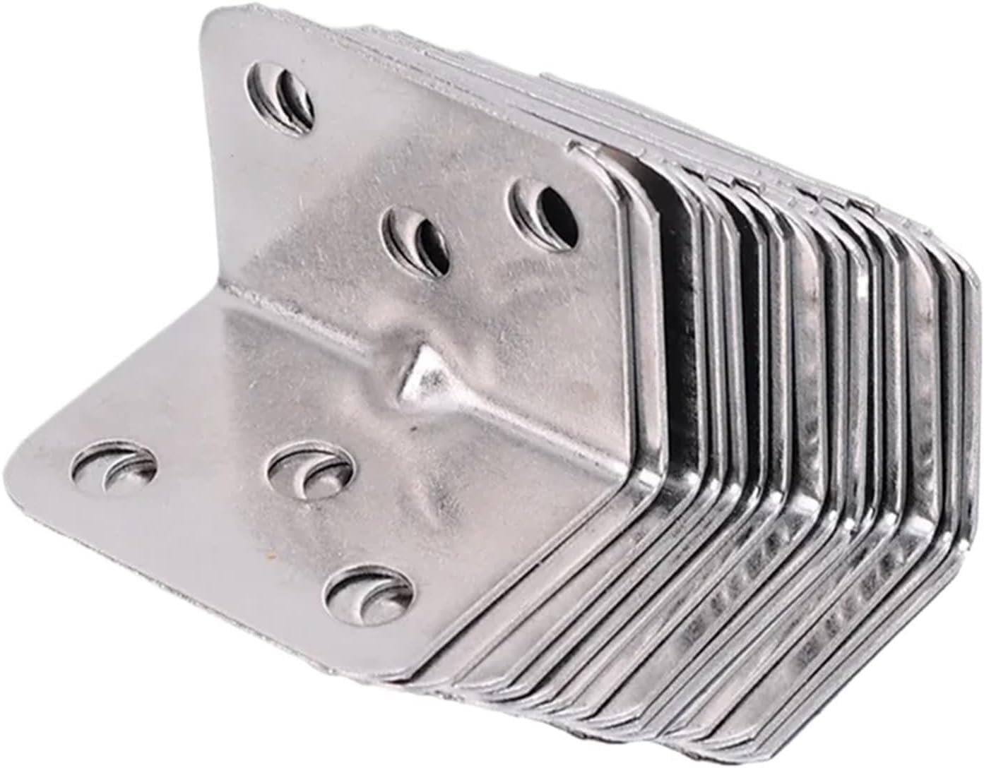 L Brackets Stainless Steel Corner Right Angle Fixed for Wood Furniture Bedframe Cabinet(6holes-20pcs)