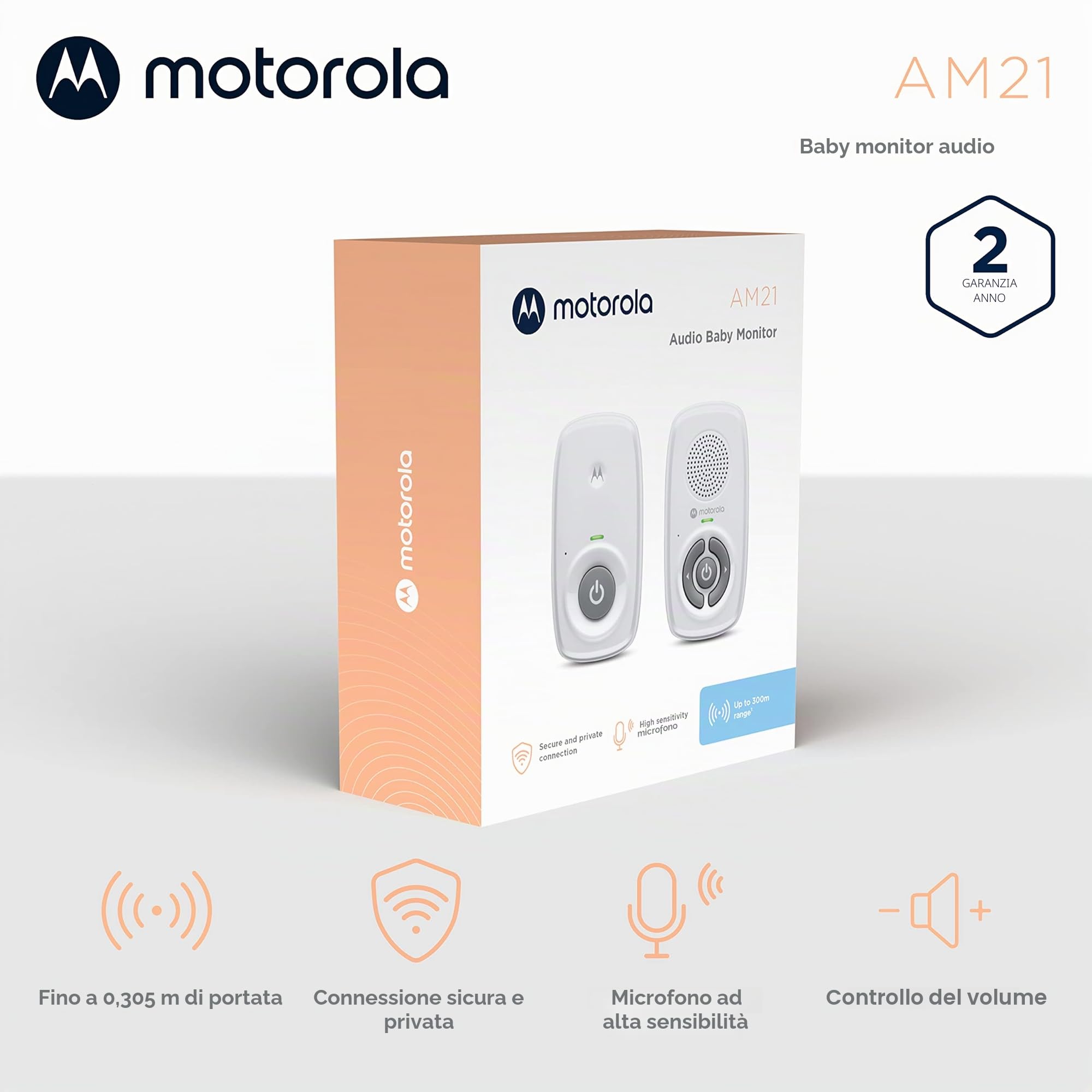 Motorola Nursery AM21/MBP21 Monitor Audio Baby DECT 300m