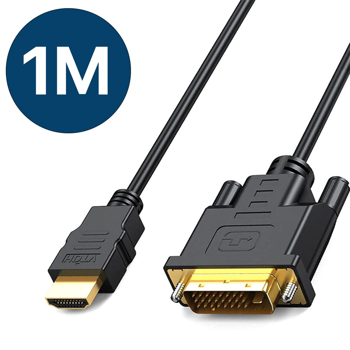 MMOBIEL Adattatore da HDMI a DVI - Convertitore bidirezionale da DVI-D Dual Link a cavo HDMI Supporta tutti i monitor e le TV LCD e LED ad alta risoluzione 1080p Connettori dorati ad alta velocità 1m