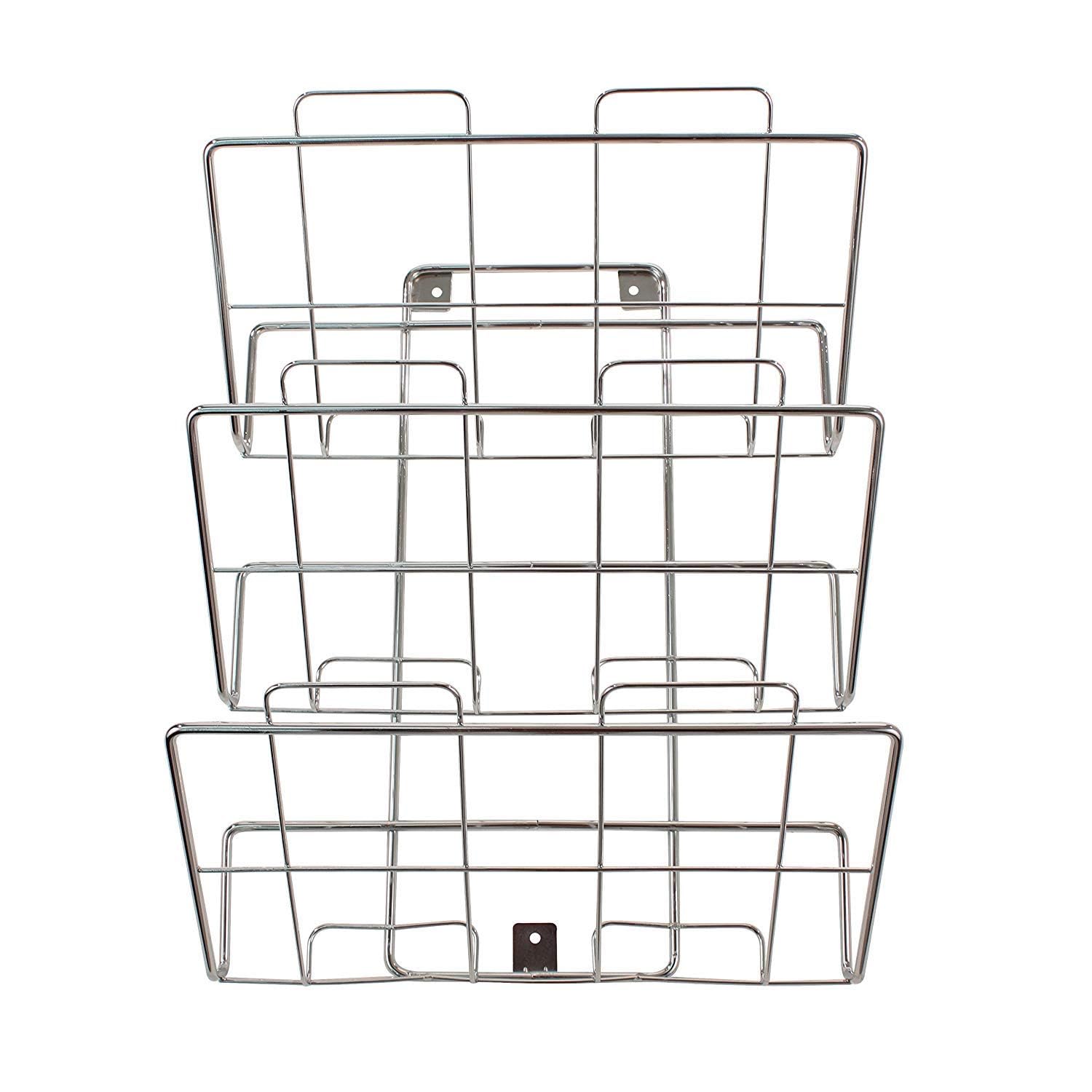 31091 File Holder and Magazine Rack, 3 Tiers, Wall Mount, Chrome-picture-11