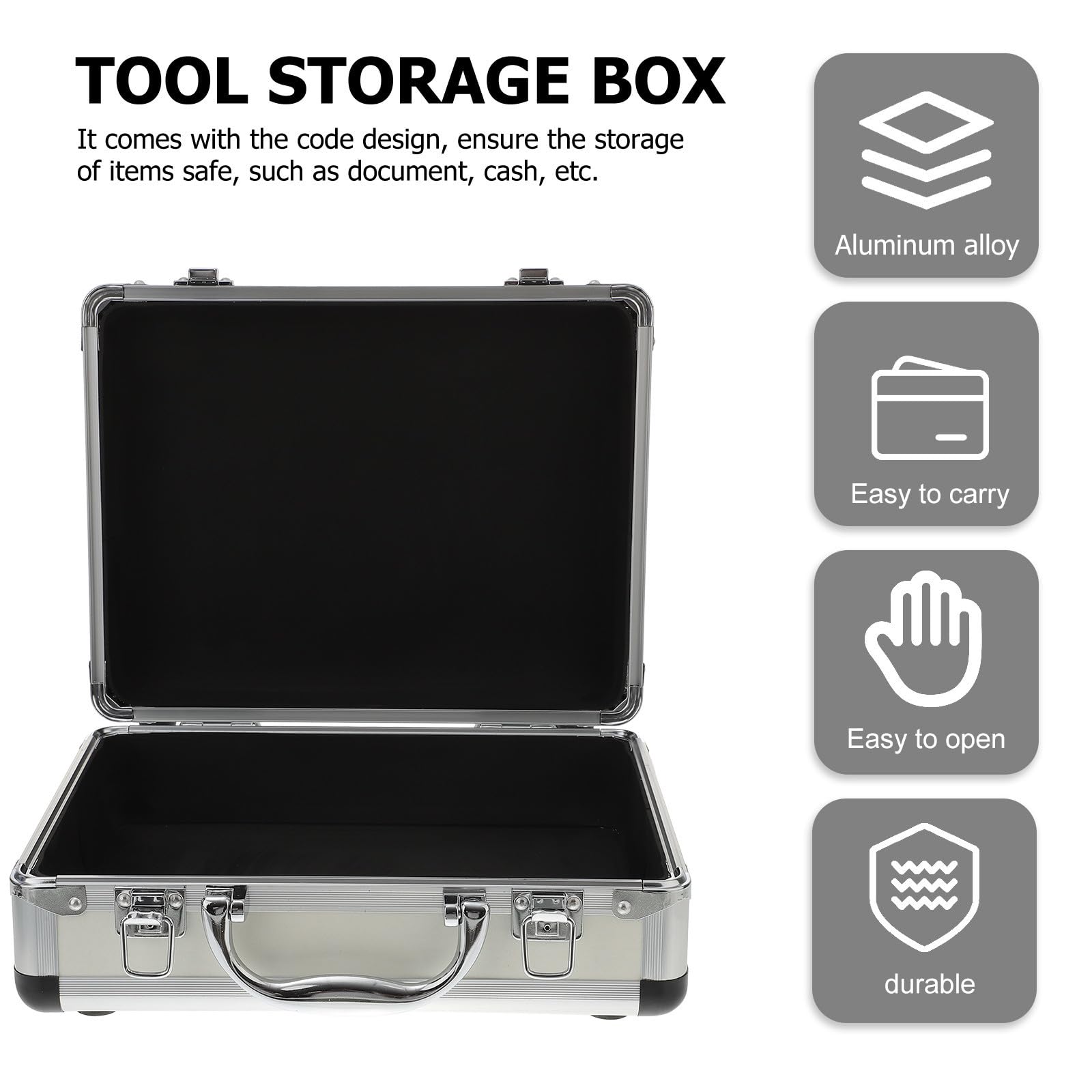 Boîte à Outils Valise à Code Portable en Alliage D’aluminium Argenté