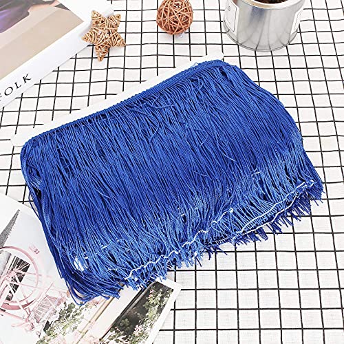 55 Yards Royal Blue Sewing Fringe Trim 6 Inch Wide Tassel Trim Polyester Yarn Fabric Trim For Clothes Accessories Latin Wedding Dress Diy Lamp Shade Decoration #TOP6