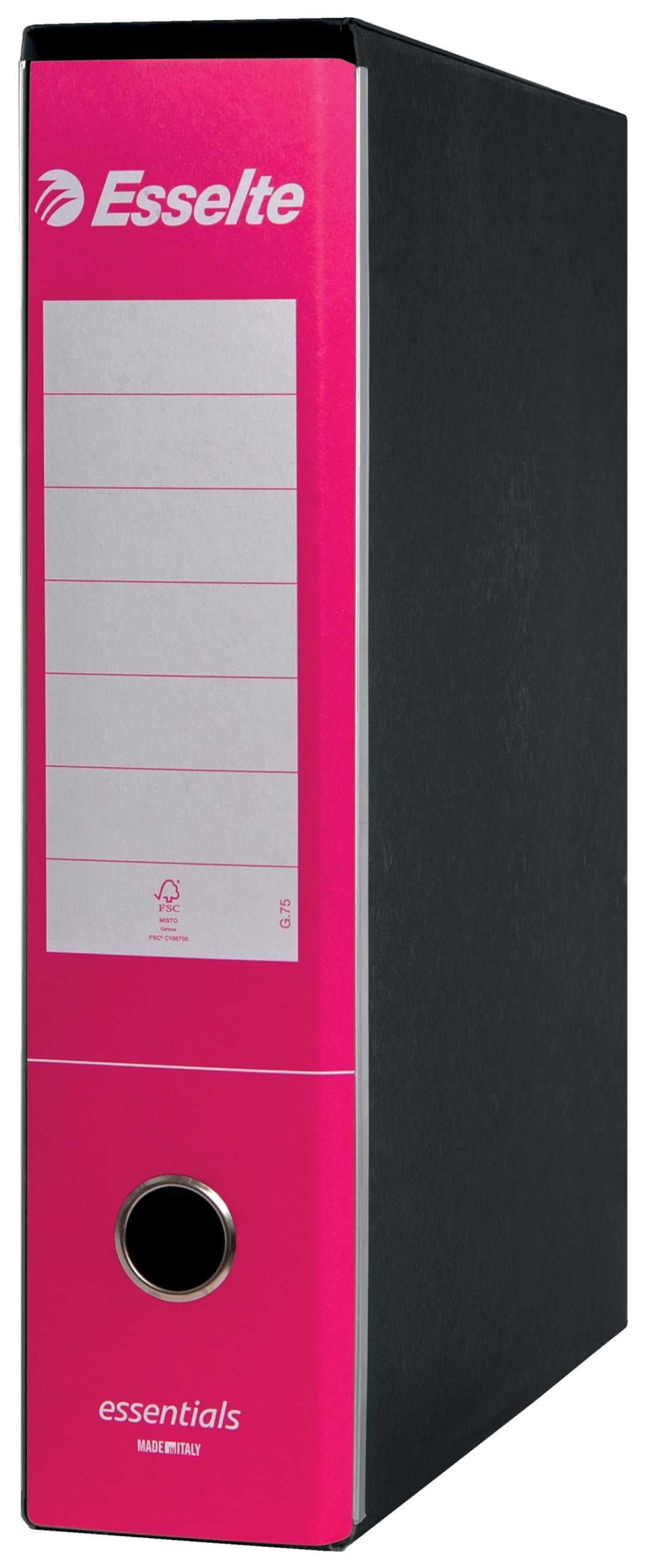 Esselte ESSENTIALS G75 Registratore con Custodia, con Meccanismo a Leva, in Formato Protocollo, 23x33cm, con Dorso da 8 cm, Fucsia, Conf.da 6 pezzi, 390775900 (Confezione da 2)