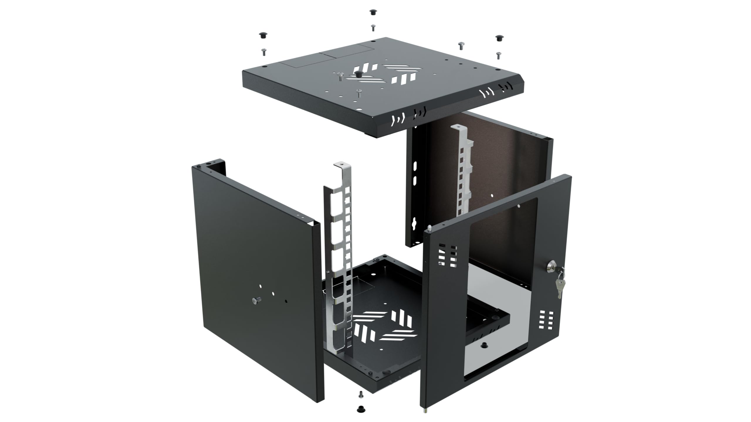 Armoire Réseau 10 Pouces - Baie Informatique 4U - Baie de Brassage pour Montage Mural - Capacité de Charge 15 kg - Armoire Informatique vers la Salle des Serveurs, Le Bureau - Noir