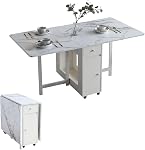 FUNROLUX Foldable Dining Table 35.4" Extra Wide - Space Saving Drop Leaf Table with Full Plywood, Storage, Heavy Duty 300lbs, Folding Dining Table for Apartments/RV/Home, Black
