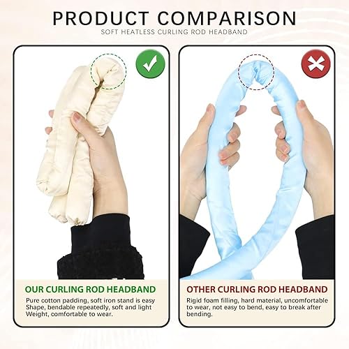 Miniatura 3 de Diadema de barra rizadora sin calor para dormir, durante la noche, sin calor, diadema con pinzas para el cabello y bandas para el cabello largo y