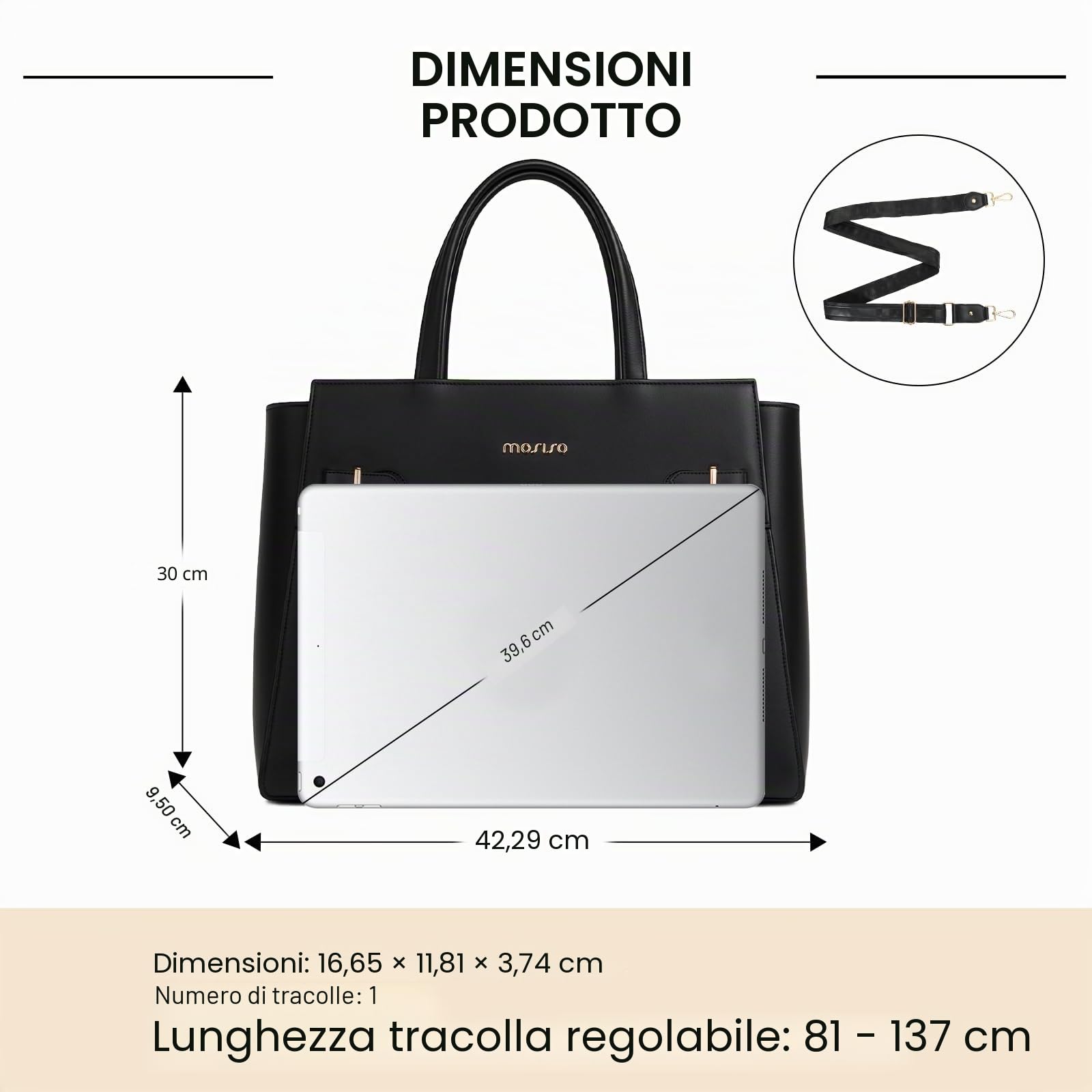 MOSISO Borsa Tote Laptop Donna, 15,6 pollici Custodia Laptop in Pelle PU