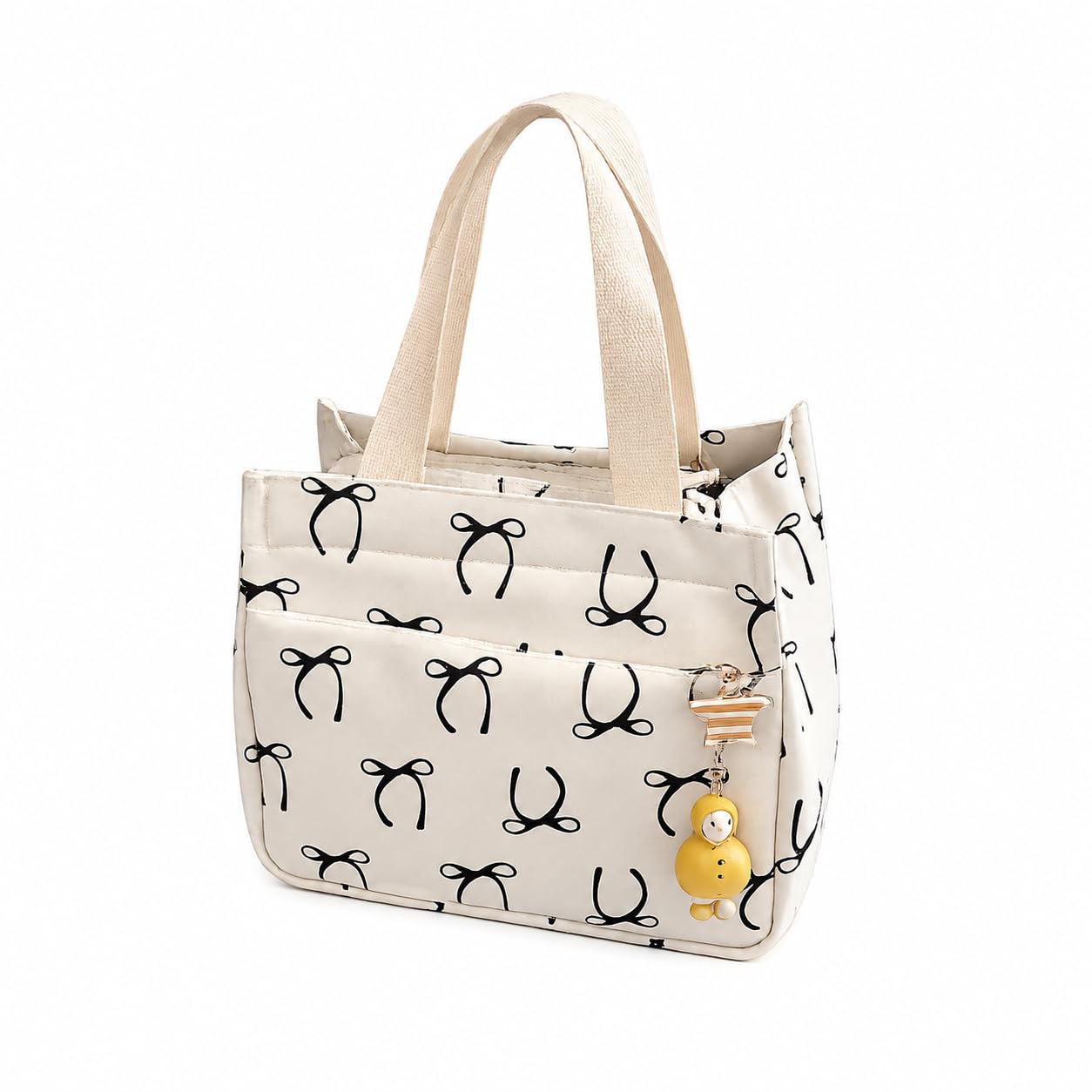 Bento Canvas Tote Bag with Zipper Closure, Multi-Pocket-image-10