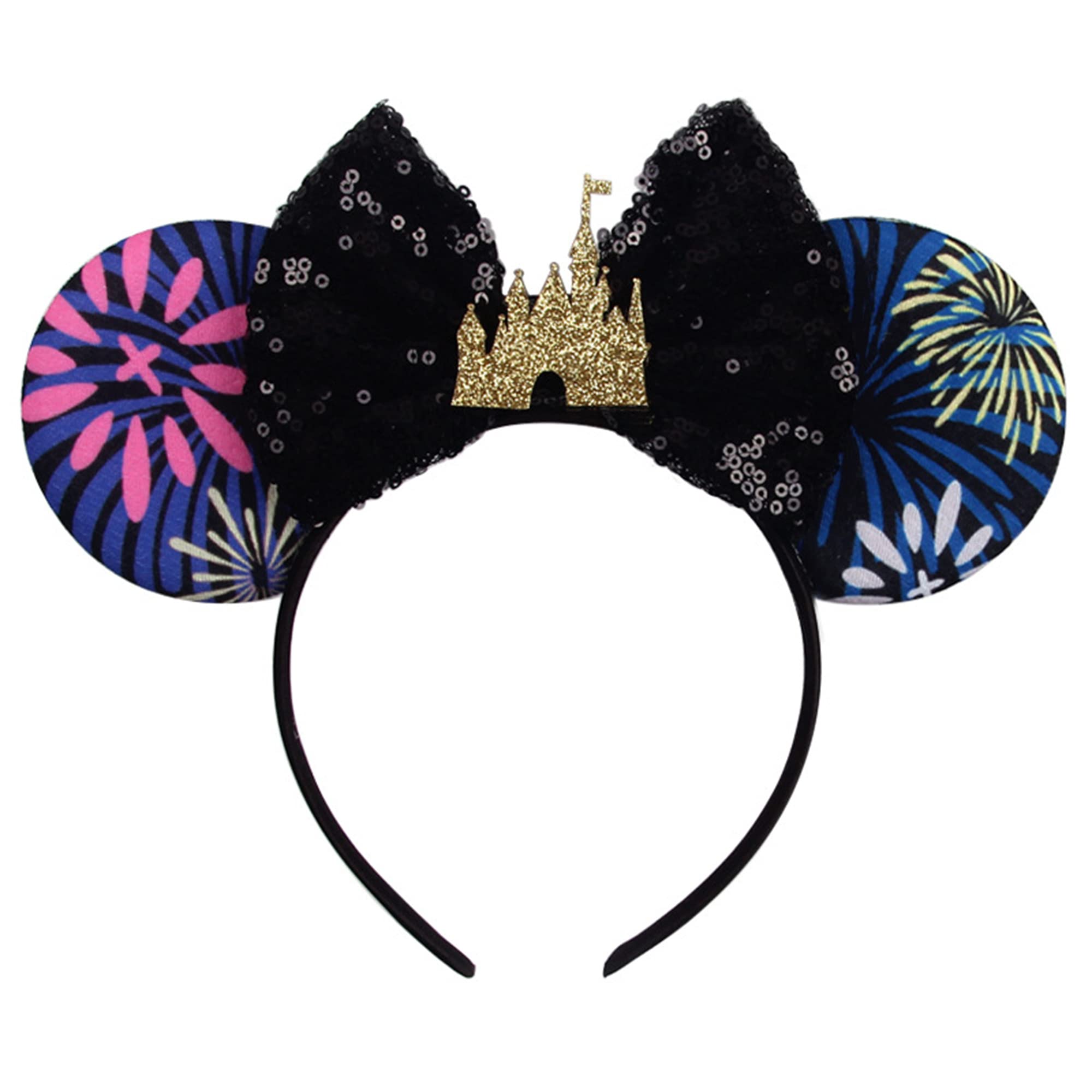 MADOSparkly Princess Headband with Castle Mouse Ears, Park-Themed Hair Accessory for Girls and Women (PALACE)