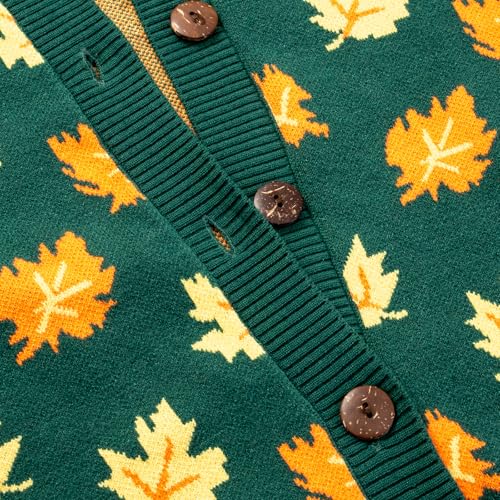 Image of Women's Funny Fall Winter Animal Floral Christmas Tree Long Sleeve Button Knit Cardigan Sweater