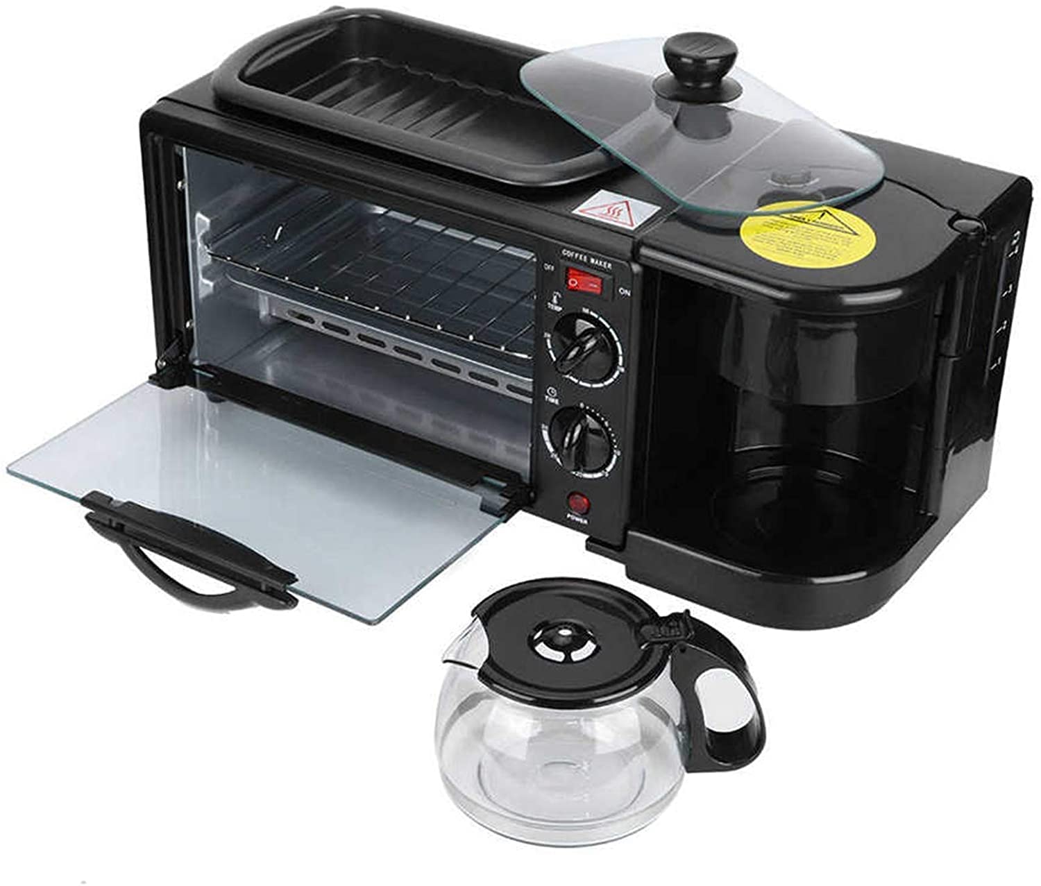 Forno Premium Convezione Fornello Alogeno Fornello Tostapane Forno Elettrico Padella Caffettiera Multifunzione 3 In1 Facile da Pulire Utile