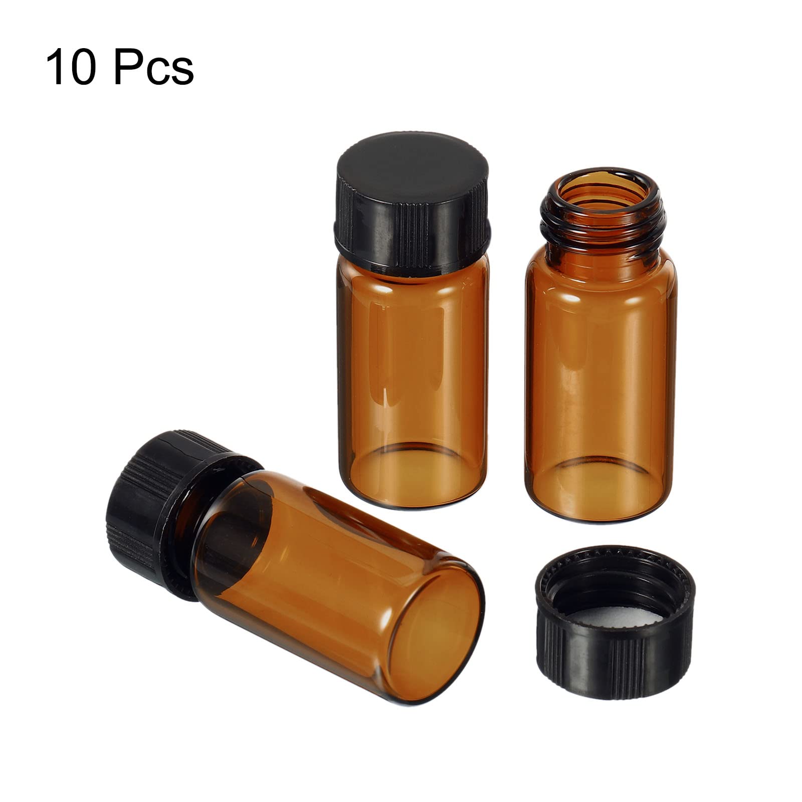 PATIKIL 5mL Reagente Media Bottiglia, 10pz Rotondo Vetro Conservazione Bottiglie Plastica Vite Tappo per Laboratorio Casa, Marrone
