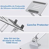 Vista 6 de Soporte para Laptop de Escritorio, Elevador de Laptop Ajustable, Soporte de Computadora de Metal Plegable Portátil, Soporte de Notebook