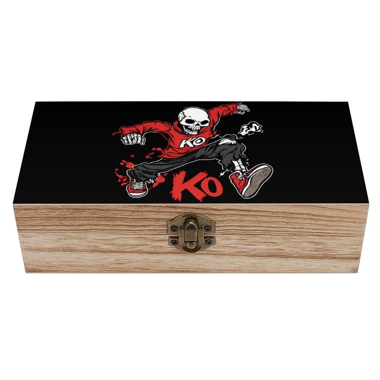 CGSBNGHA Kung Fu Skull Wooden Storage Boxes with Lid Memory Box Decorative Organiser for Office And Home