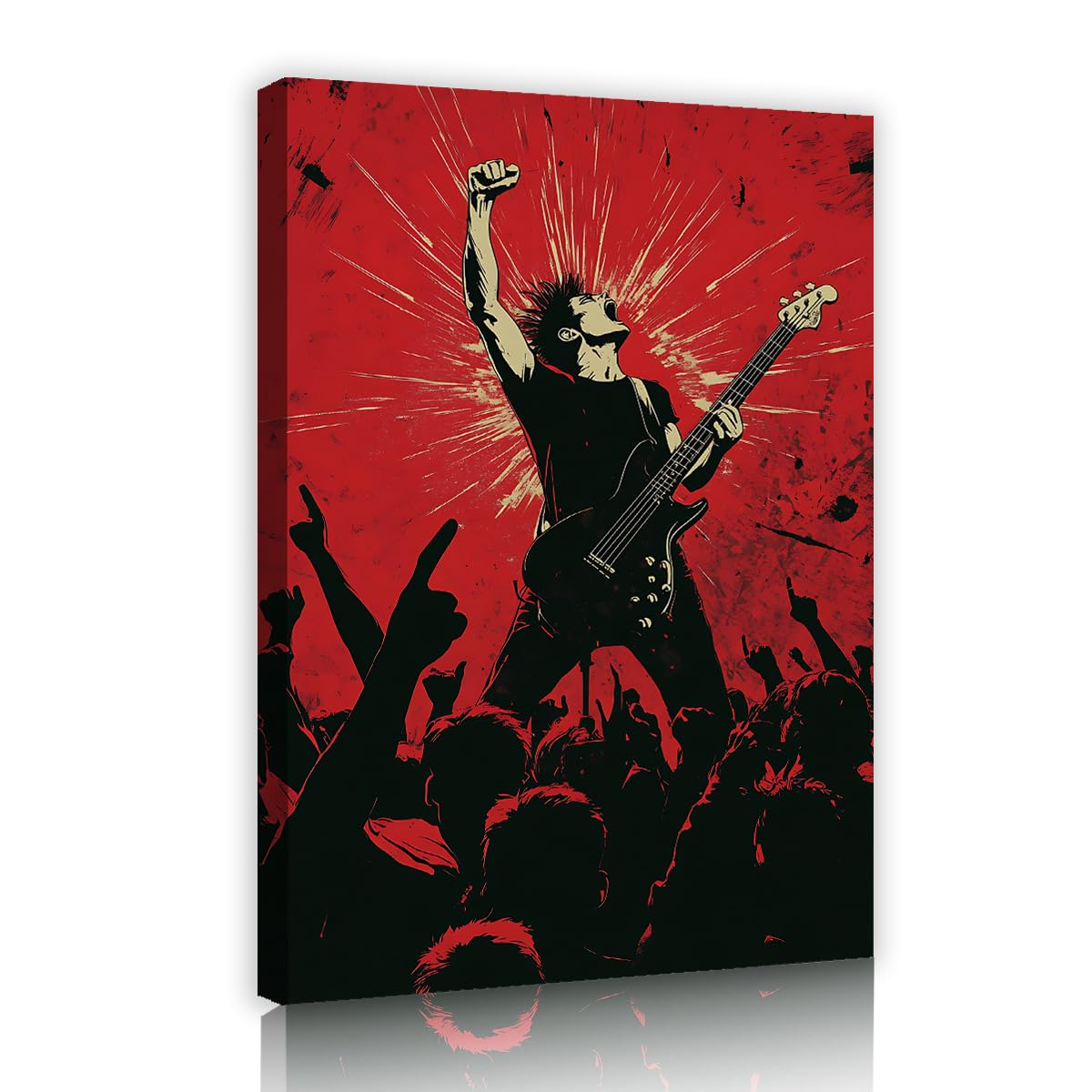 TOANGWALL Guitarrista vibrante arte mural grabados en lienzo música estilo Red Street Pop imagen para el estudio bar carteles modernos enmarcados Murales decoración del hogar 70x100cm