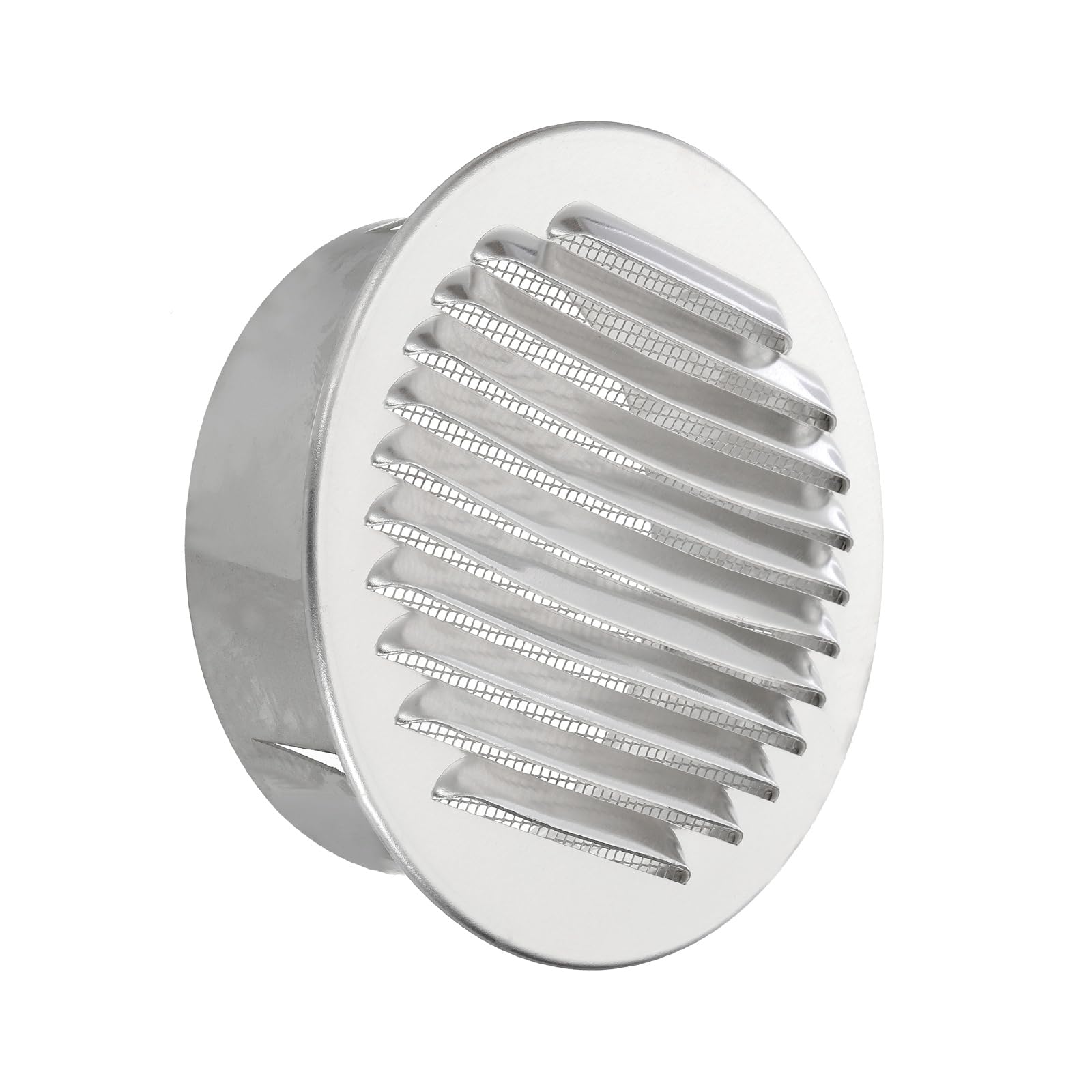 PATIKIL 5 Inch Aluminum Universal Louvered Vent Cover Round Louver Grille Ducting Air Vent Cover Wire Screen Mesh Soffit Wall Outlet for Ceiling Floor HVAC Ventilation