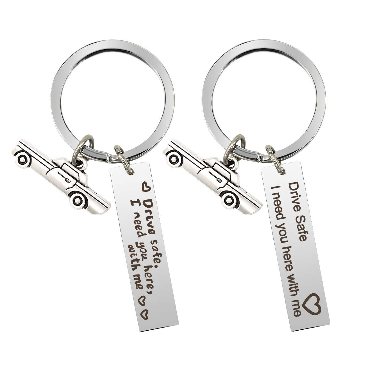 Drive Safe I Need You Here with Me Keychain for Husband Dad Boyfriend Couple Valentine's Day Gift(Car)